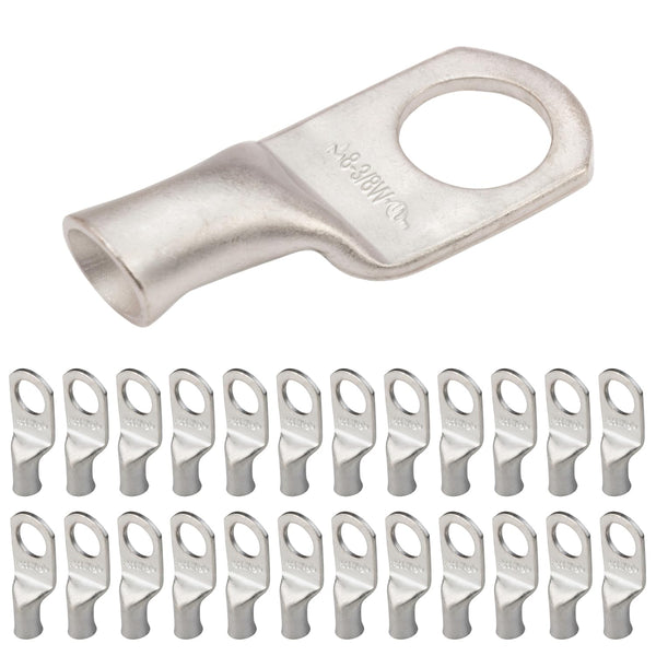 8 AWG (8 Gauge) 3/8" Stud, Tinned Copper Battery Cable Ends, Wire Lugs, Marine Grade, MD0838PW