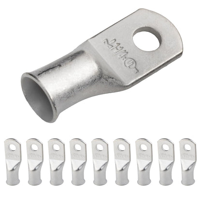 1AWG (1 Gauge) 1/4" Stud, Tinned Copper Battery Cable Ends, Wire Lugs, Marine Grade, MD0114P