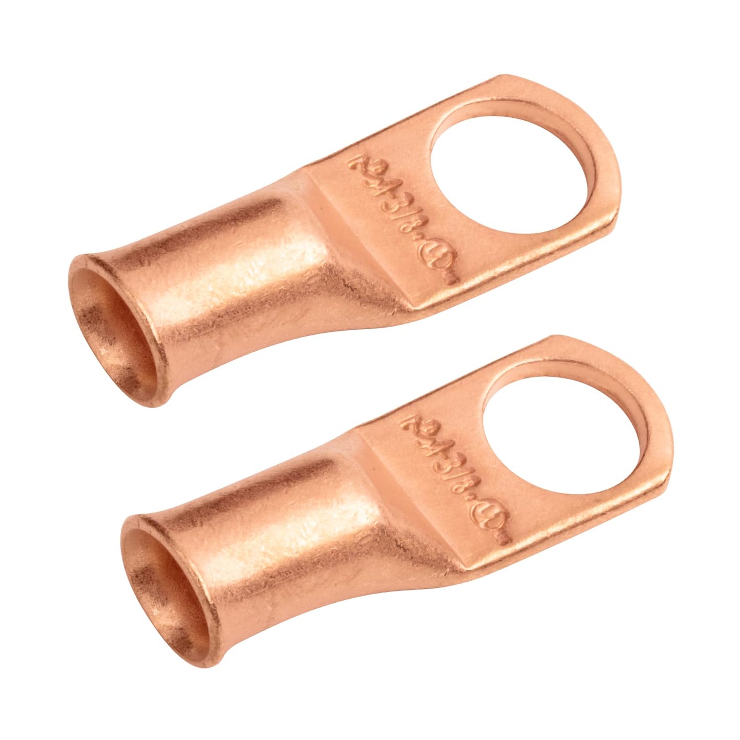 4 AWG (4 Gauge) 3/8" Stud, Bare Copper Battery Cable Ends, Wire Lugs, Heavy Duty, MD0438U