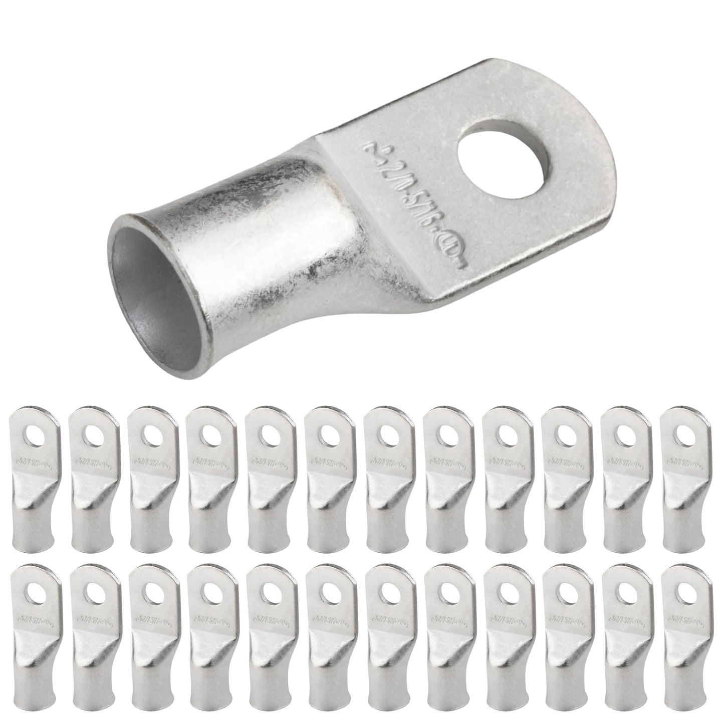 2/0 AWG (00 Gauge) 5/16" Stud, Tinned Copper Battery Cable Ends, Wire Lugs, Marine Grade, MD2056P