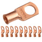 2 AWG (2 Gauge) 1/2" Stud, Bare Copper Battery Cable Ends, Wire Lugs, Heavy Duty, MD0212UW