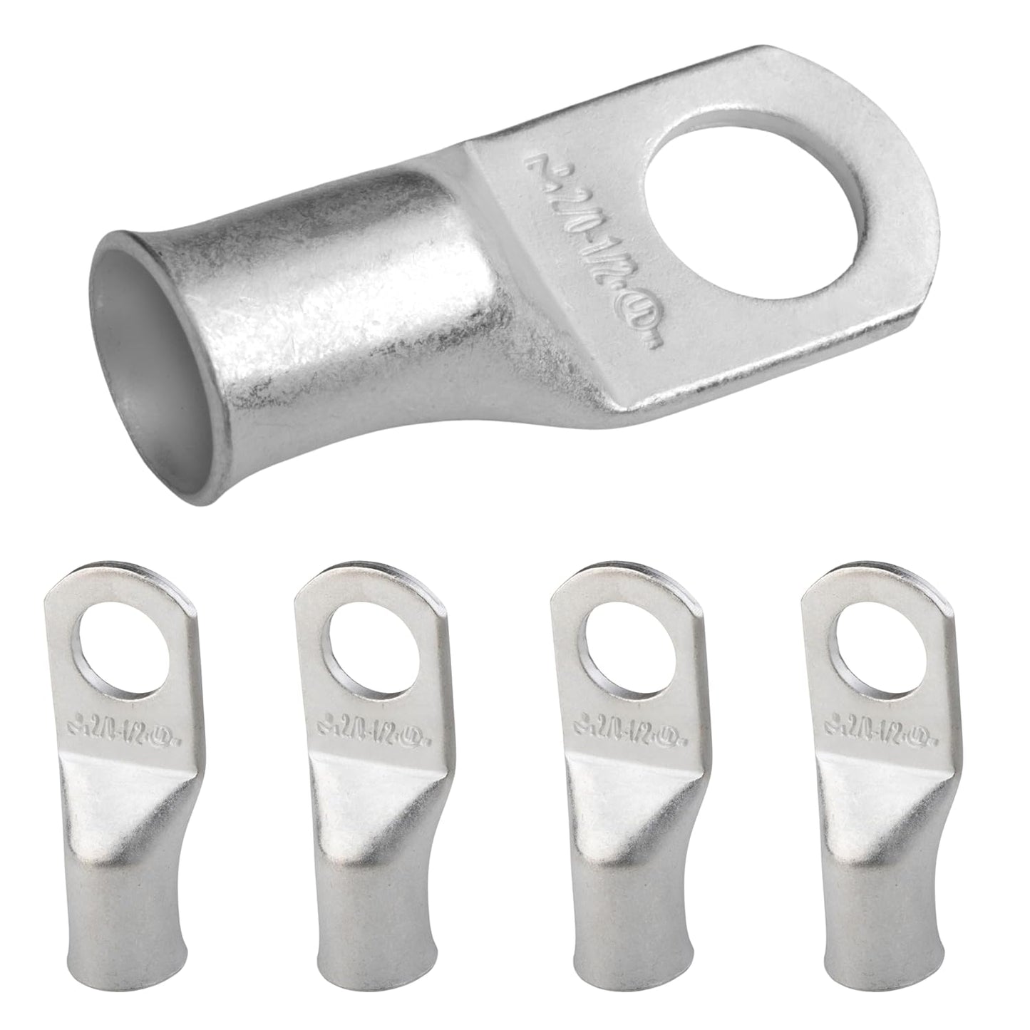 2/0 AWG (00 Gauge) 1/2" Stud, Tinned Copper Battery Cable Ends, Wire Lugs, Marine Grade, MD2012P
