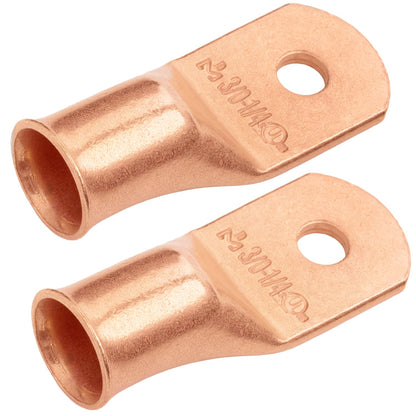 3/0 AWG (000 Gauge) 1/4" Stud, Bare Copper Battery Cable Ends, Wire Lugs, Heavy Duty, MD3014U
