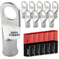 1/0 AWG (0 Gauge) 1/2" Stud, Tinned Copper Battery Cable Ends, Wire Lugs, Marine Grade, MD1012P