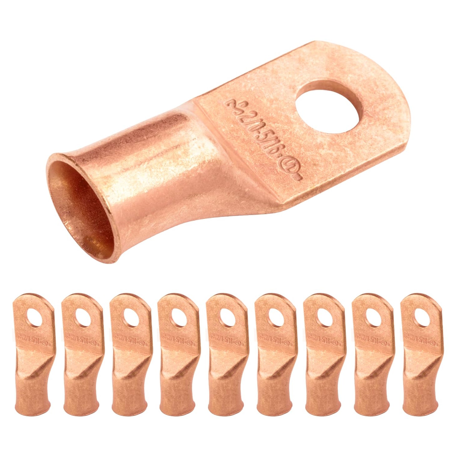 2/0 AWG (00 Gauge) 5/16" Stud, Bare Copper Battery Cable Ends, Wire Lugs, Heavy Duty, MD2056U