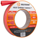 SELTERM 1" Red [50 Feet] Marine Grade Heat Shrink Tubing Roll, 3:1 Ratio Dual Wall Adhesive Lined Waterproof Heat Shrink Wrap Tube, for Battery Cable Lugs Wire Terminals Connectors - 1