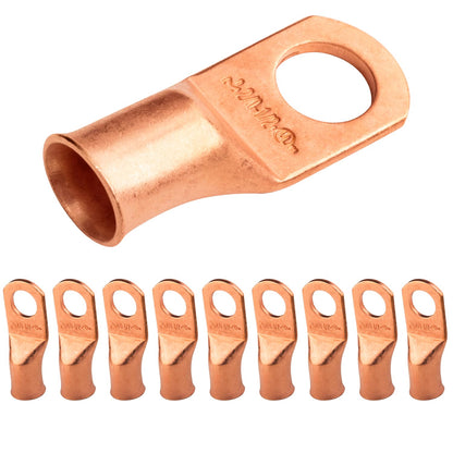 2/0 AWG (00 Gauge) 1/2" Stud, Bare Copper Battery Cable Ends, Wire Lugs, Heavy Duty, MD2012U