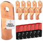 4/0 AWG (0000 Gauge) 5/16" Stud, Bare Copper Battery Cable Ends, Wire Lugs, Heavy Duty, MD4056U