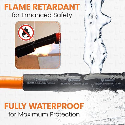 SELTERM 1" Black [50 Feet] Marine Grade Heat Shrink Tubing Roll, 3:1 Ratio Dual Wall Adhesive Lined Waterproof Heat Shrink Wrap Tube, for Battery Cable Lugs Wire Terminals Connectors