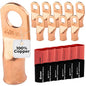 3/0 AWG (000 Gauge) 1/2" Stud, Bare Copper Battery Cable Ends, Wire Lugs, Heavy Duty, MD3012U