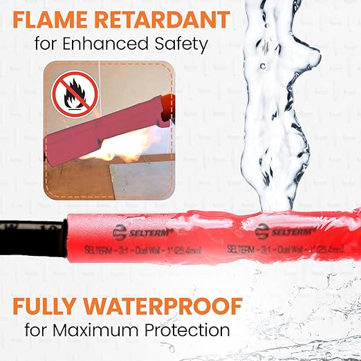 SELTERM 1" Red [50 Feet] Marine Grade Heat Shrink Tubing Roll, 3:1 Ratio Dual Wall Adhesive Lined Waterproof Heat Shrink Wrap Tube, for Battery Cable Lugs Wire Terminals Connectors