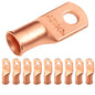 2 AWG (2 Gauge) 1/4" Stud, Bare Copper Battery Cable Ends, Wire Lugs, Heavy Duty, MD0214U