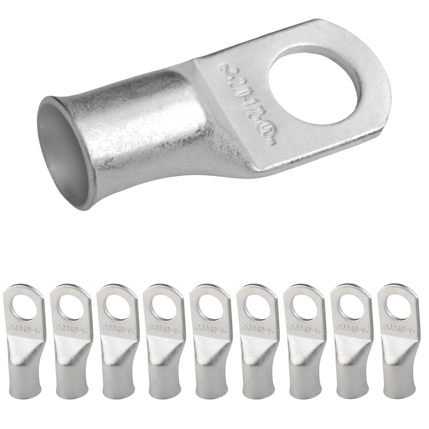 2/0 AWG (00 Gauge) 1/2" Stud, Tinned Copper Battery Cable Ends, Wire Lugs, Marine Grade, MD2012P