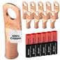 8 AWG (8 Gauge) 1/4" Stud, Bare Copper Battery Cable Ends, Wire Lugs, Heavy Duty, MD0814U