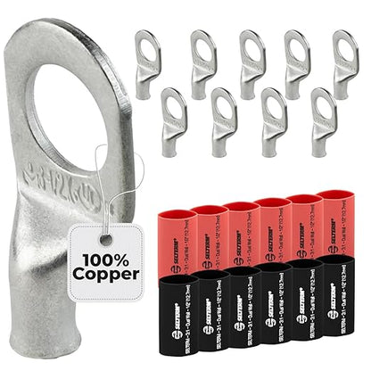 8 AWG (8 Gauge) 1/2" Stud, Tinned Copper Battery Cable Ends, Wire Lugs, Marine Grade, MD0812PX