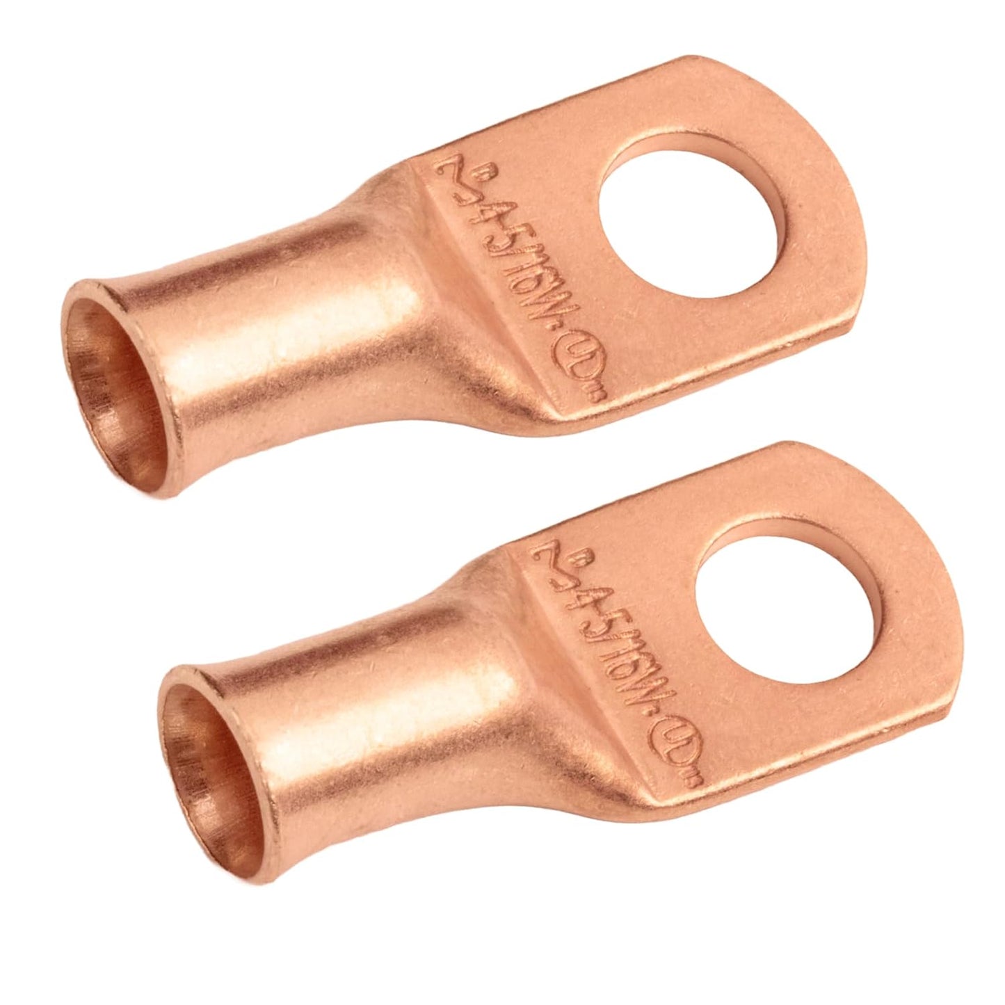 4 AWG (4 Gauge) 5/16" Stud, (Wide Pad) Bare Copper Battery Cable Ends, Wire Lugs, Heavy Duty, MD0456UW