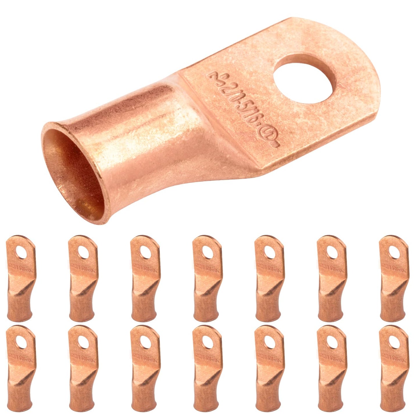 2/0 AWG (00 Gauge) 5/16" Stud, Bare Copper Battery Cable Ends, Wire Lugs, Heavy Duty, MD2056U