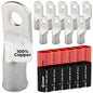 2 AWG (2 Gauge) 1/4" Stud, Tinned Copper Battery Cable Ends, Wire Lugs, Marine Grade, MD0214P