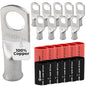 2 AWG (2 Gauge) 1/2" Stud, Tinned Copper Battery Cable Ends, Wire Lugs, Marine Grade, MD0212PW