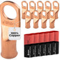 1/0 AWG (0 Gauge) 1/2" Stud, Bare Copper Battery Cable Ends, Wire Lugs, Heavy Duty, MD1012U