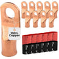 4/0 AWG (0000 Gauge) 1/2" Stud, Bare Copper Battery Cable Ends, Wire Lugs, Heavy Duty, MD4012U