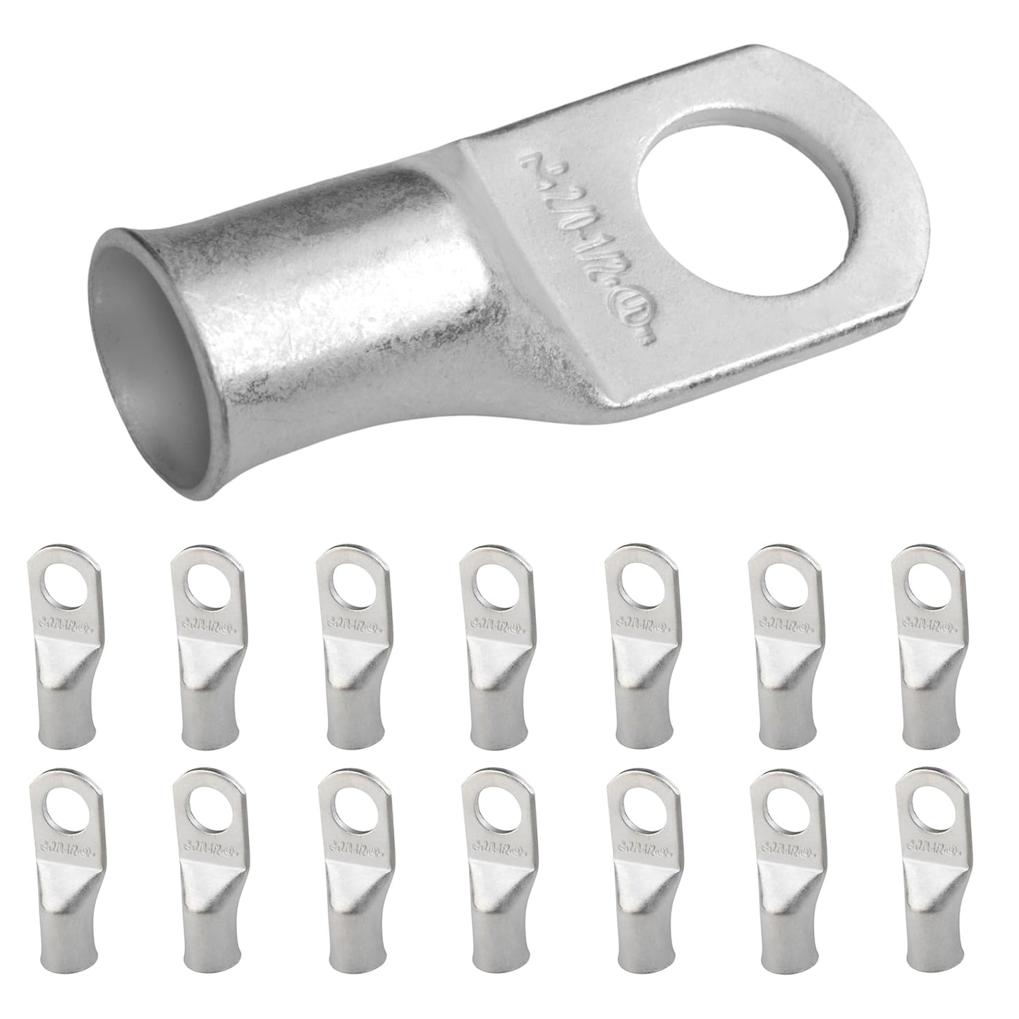 2/0 AWG (00 Gauge) 1/2" Stud, Tinned Copper Battery Cable Ends, Wire Lugs, Marine Grade, MD2012P