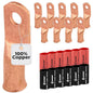 4 AWG (4 Gauge) #10 Stud, Bare Copper Battery Cable Ends, Wire Lugs, Heavy Duty, MD0410U