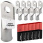 1/0 AWG (0 Gauge) 5/16" Stud, Tinned Copper Battery Cable Ends, Wire Lugs, Marine Grade, MD1056P