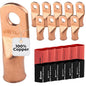1/0 AWG (0 Gauge) 5/16" Stud, Bare Copper Battery Cable Ends, Wire Lugs, Heavy Duty, MD1056U