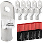 2/0 AWG (00 Gauge) 5/16" Stud, Tinned Copper Battery Cable Ends, Wire Lugs, Marine Grade, MD2056P