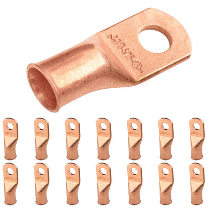 1/0 AWG (0 Gauge) 5/16" Stud, Bare Copper Battery Cable Ends, Wire Lugs, Heavy Duty, MD1056U