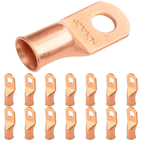 2/0 AWG (00 Gauge) 3/8" Stud, Bare Copper Battery Cable Ends, Wire Lugs, Heavy Duty, MD2038U