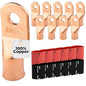 4/0 AWG (0000 Gauge) 3/8" Stud, Bare Copper Battery Cable Ends, Wire Lugs, Heavy Duty, MD4038U