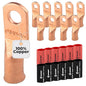 4 AWG (4 Gauge) 1/4" Stud, Bare Copper Battery Cable Ends, Wire Lugs, Heavy Duty, MD0414U