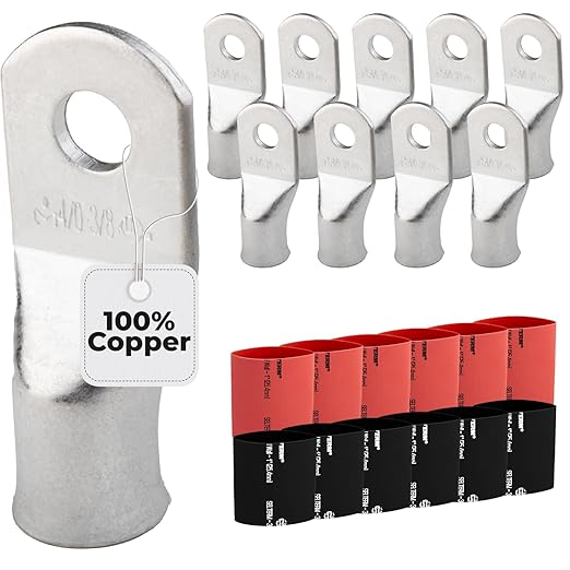 4/0 AWG (0000 Gauge) 3/8" Stud, Tinned Copper Battery Cable Ends, Wire Lugs, Marine Grade, MD4038P