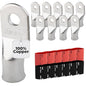 4/0 AWG (0000 Gauge) 3/8" Stud, Tinned Copper Battery Cable Ends, Wire Lugs, Marine Grade, MD4038P