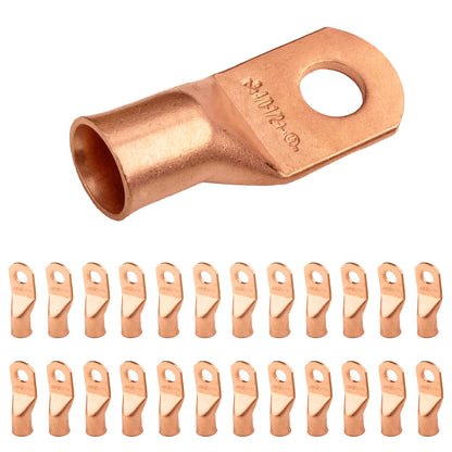 4/0 AWG (0000 Gauge) (XL), 1/2" Stud, Bare Copper Battery Cable Ends, Wire Lugs, Heavy Duty, MD4012UXL