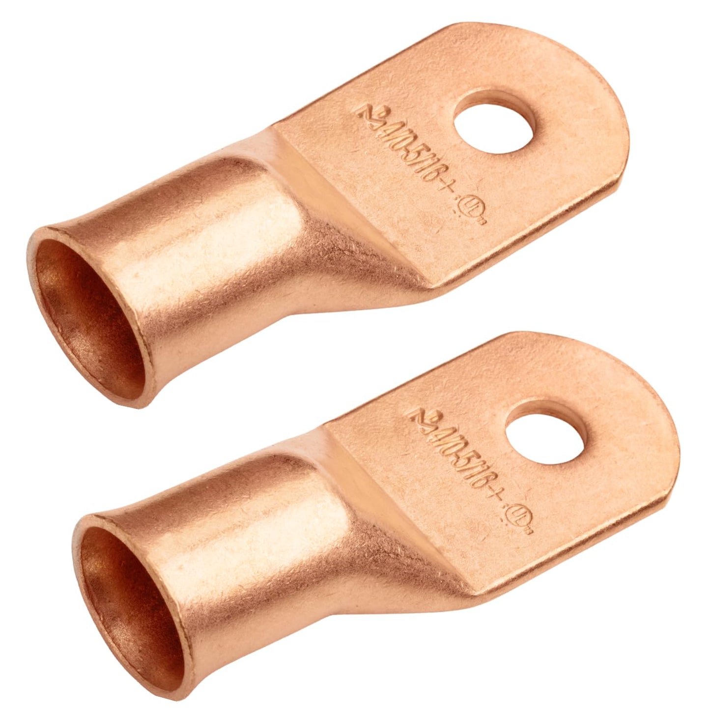 4/0 AWG (0000 Gauge) (XL), 5/16" Stud, Bare Copper Battery Cable Ends, Wire Lugs, Heavy Duty, MD4056UXL