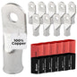 3/0 AWG (000 Gauge) 5/16" Stud, Tinned Copper Battery Cable Ends, Wire Lugs, Marine Grade, MD3056P
