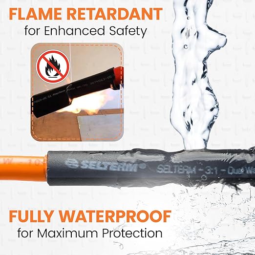 SELTERM 1/4" Black [50 Feet] Marine Grade Heat Shrink Tubing Roll, 3:1 Ratio Dual Wall Adhesive Lined Waterproof Heat Shrink Wrap Tube, for Battery Cable Lugs Wire Terminals Connectors