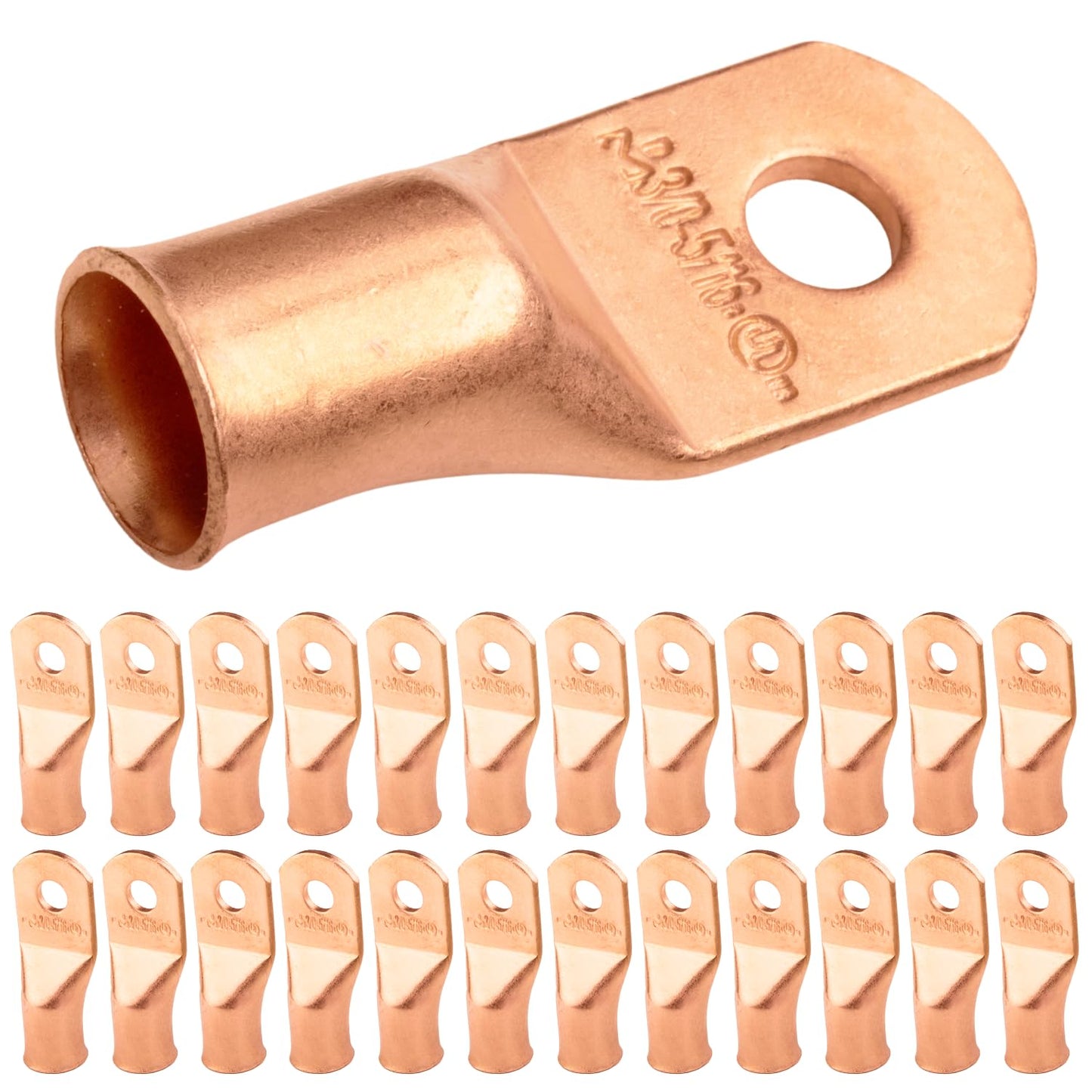 3/0 AWG (000 Gauge) 5/16" Stud, Bare Copper Battery Cable Ends, Wire Lugs, Heavy Duty, MD3056U