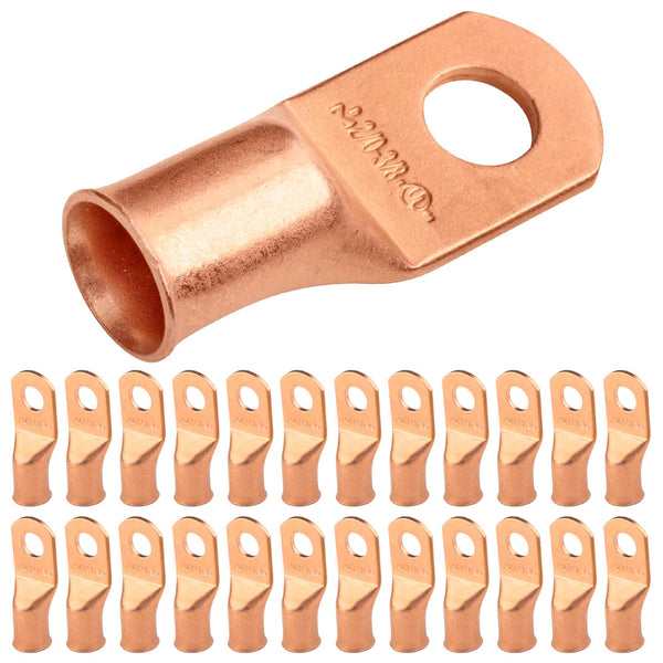 2/0 AWG (00 Gauge) 3/8" Stud, Bare Copper Battery Cable Ends, Wire Lugs, Heavy Duty, MD2038U