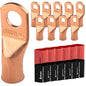 1/0 AWG (0 Gauge) 3/8" Stud, Bare Copper Battery Cable Ends, Wire Lugs, Heavy Duty, MD1038U