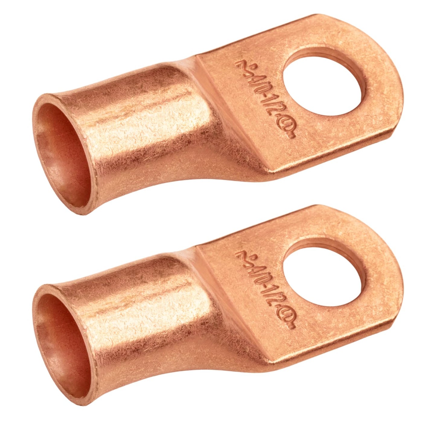 4/0 AWG (0000 Gauge) 1/2" Stud, Bare Copper Battery Cable Ends, Wire Lugs, Heavy Duty, MD4012U