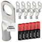 8 AWG (8 Gauge) 3/8" Stud, Tinned Copper Battery Cable Ends, Wire Lugs, Marine Grade, MD0838PW