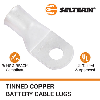 250 MCM, 1/2" Stud, Tinned Copper Battery Cable Ends, Wire Lugs, Marine Grade, MD25012P