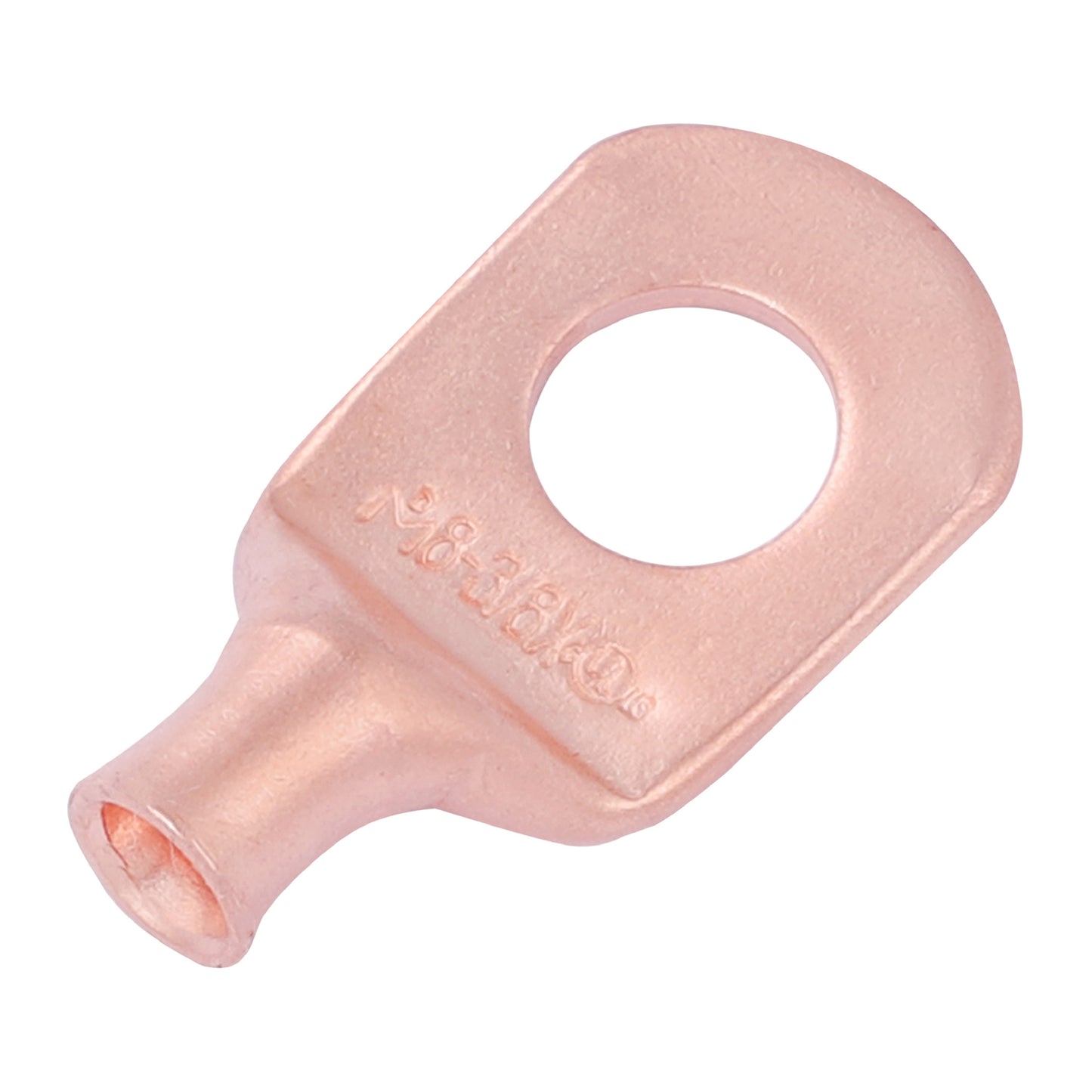 8 AWG (8 Gauge) 3/8" Stud, (Wide Pad) Bare Copper Battery Cable Ends, Wire Lugs, Heavy Duty, MD0838UX