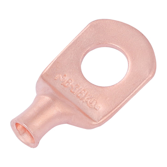 8 AWG (8 Gauge) 3/8" Stud, (Wide Pad) Bare Copper Battery Cable Ends, Wire Lugs, Heavy Duty, MD0838UX