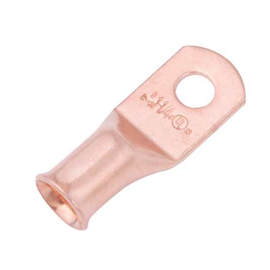 1AWG (1 Gauge) 1/4" Stud, Bare Copper Battery Cable Ends, Wire Lugs, Heavy Duty, MD0114U