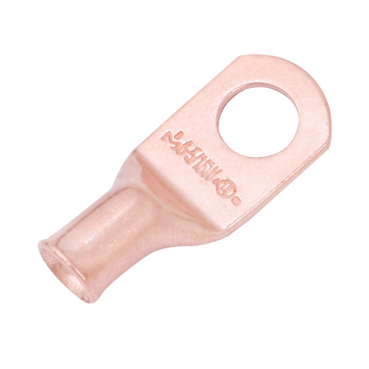 6 AWG (6 Gauge) 5/16" Stud, (Wide Pad) Bare Copper Battery Cable Ends, Wire Lugs, Heavy Duty, MD0656UW